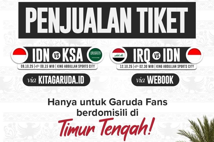 Harga Tiket Timnas Indonesia vs Arab Saudi dan Irak Mulai Rp 30 Ribu!