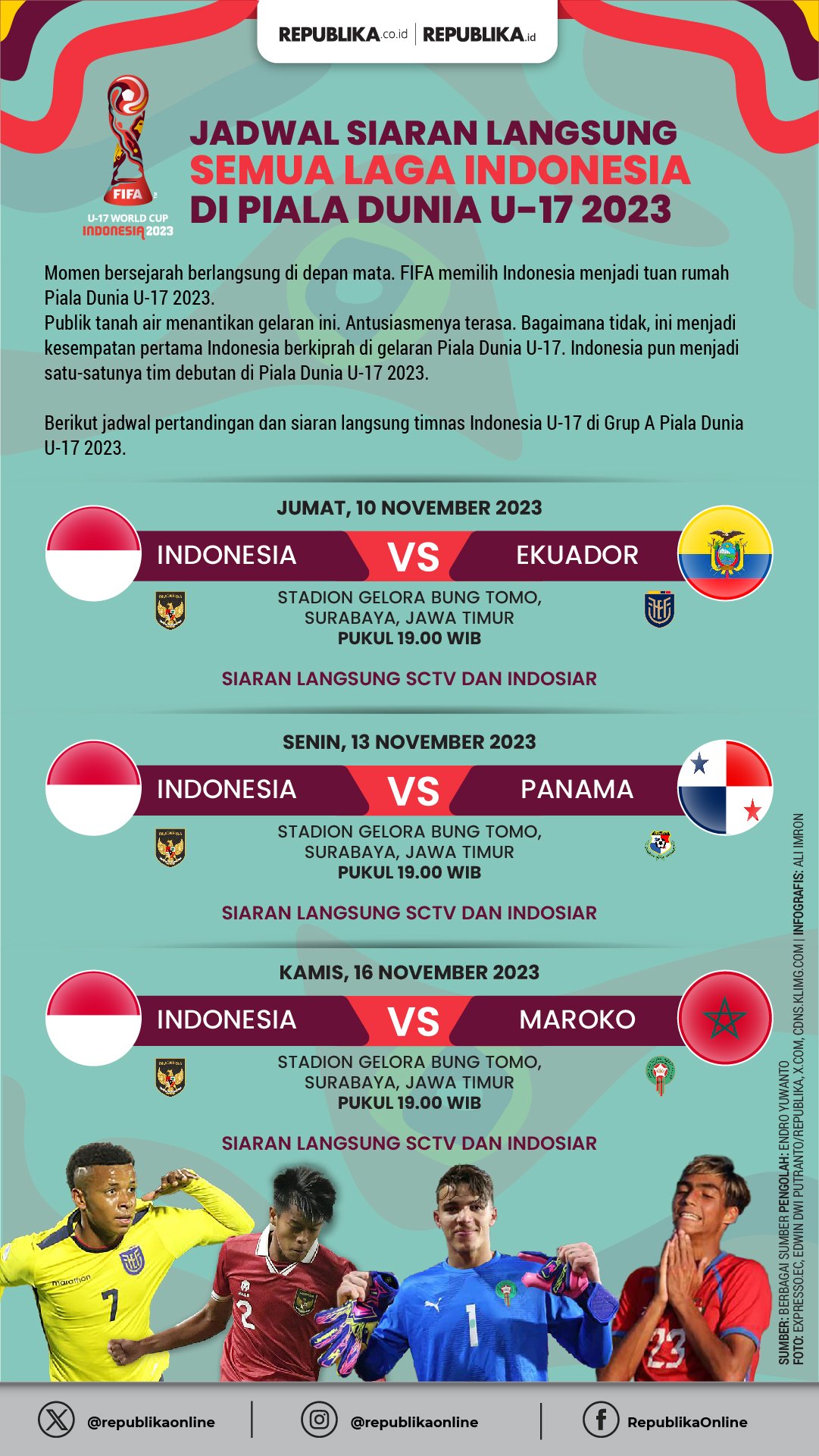 Jadwal Siaran Langsung Indosiar: Timnas U17 Indonesia vs Zambia, Laga Kualifikasi Piala Dunia